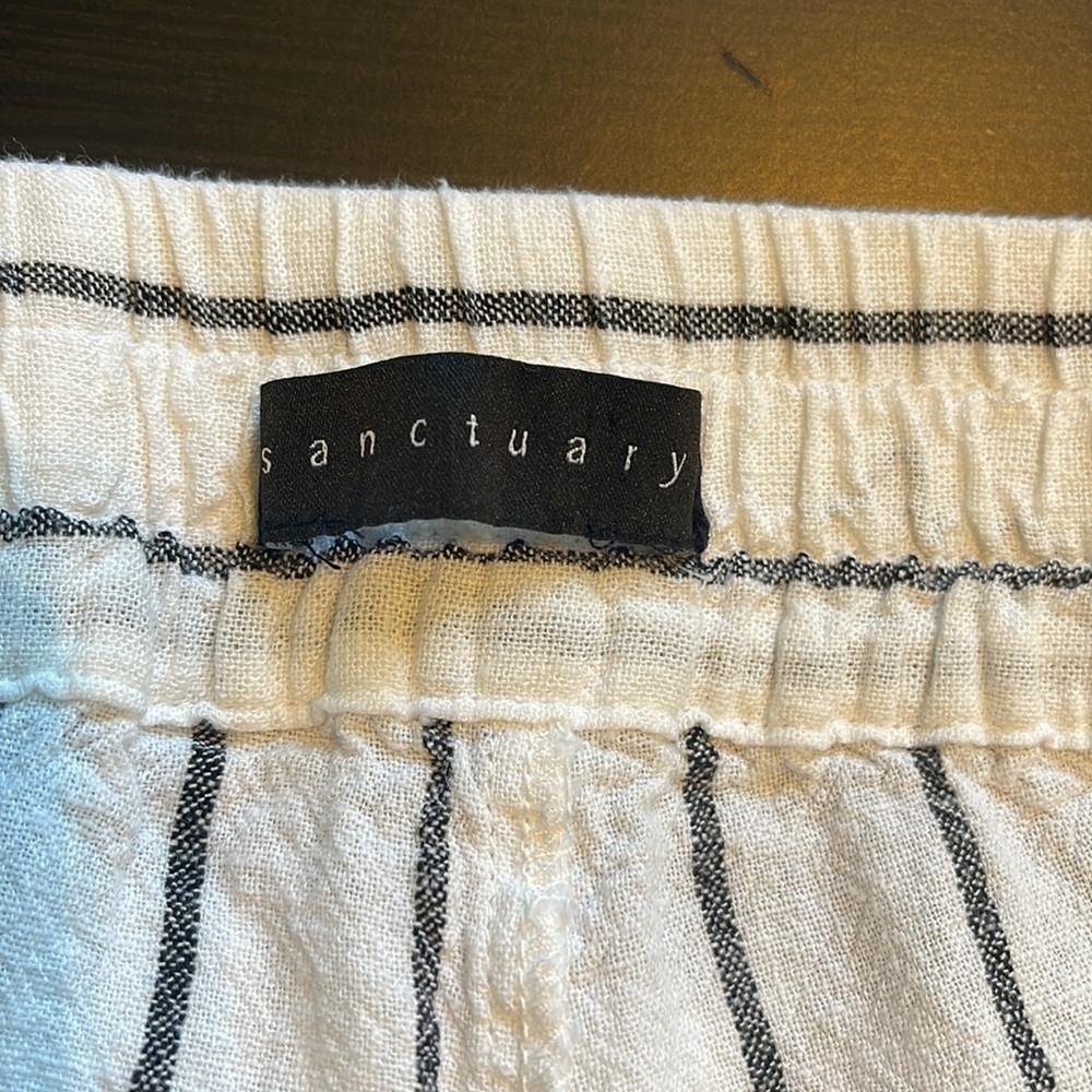 Sanctuary Linen Blend Wide Leg Striped Pants Size 2X Coastal Resortwear Flowy - Picture 5 of 7